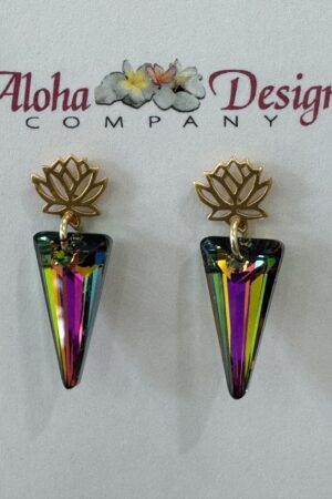 Crystal Vitrail Medium Blend Spike Cuts on Bali 24K Gold Vermeil Lotus Posts