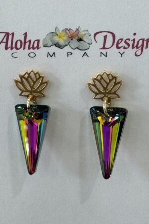 Crystal Vitrail Medium Blend Spike Cuts on Bali 24K Gold Vermeil Lotus Posts