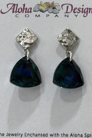 Crystal Blue Zircon Blend  Trilliant Cuts on Bali Sterling Diamond Posts