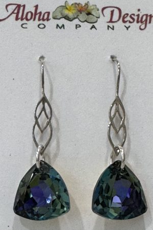 Crystal Aquamarine Blend Trilliant Cuts on Sterling Double Marquis Hooks