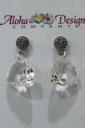 Crystal Clear Trilliant Cuts on Bali Sterling Granulation Posts