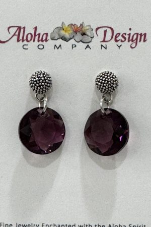 Crystal Amethyst Classic Cuts on Bali Sterling Ganulation Posts