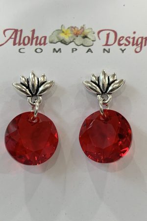 Crystal Scarlet Classic Cuts on SP Pewter Lotus Posts