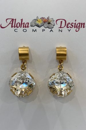 Crystal Clear AB Jewel Drop on Bali 24K Gold Vermeil Hlf Loop Post