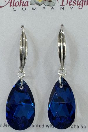 Crystal Capri Blue Grande Pears on Bali Sterling Almond Hooks