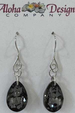 Crystal Silver Night Pear Cuts on Sterling Cloud Hooks