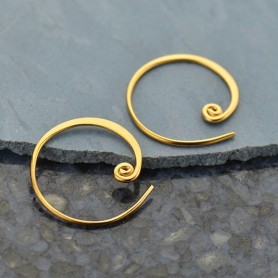 Handcrafted Bali Satin 24K Gold Vermeil Petite Hoops with Curlicue