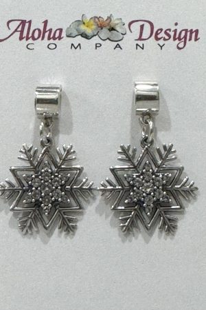 Bali Sterling Pave' Crystal Snowflake Charms on Bali Sterling Half Loop Posts