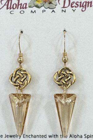 Crystal Golden Shadow Spikes with Celtic Knots on 14K Gold Vermeil Hooks