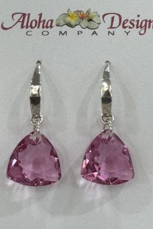 Crystal Rose Trilliant Cuts on Bali Sterling Hammered Hooks