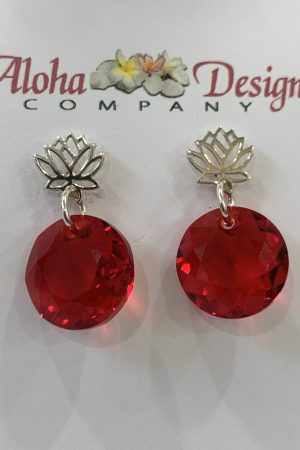 Crystal Light Siam Classic Cuts on Bali Sterling Lotus Posts