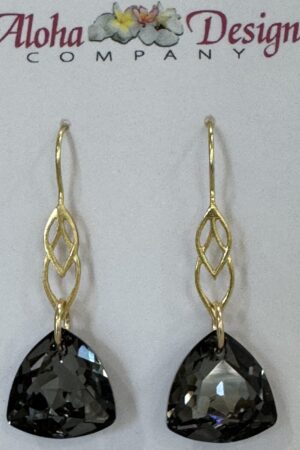 Crystal Silver Night Trilliant Cuts on 14K Gold Vermeil Double Marquis Hooks