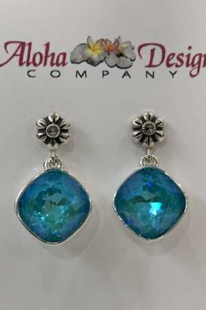 Crystal Laguna DeLite Cushions on Sterling Marcasite Flower Posts