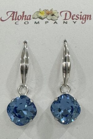 Crystal Sapphire Drop on Handcrafted Bali Sterling Almond Hooks