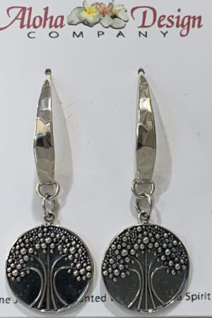 Handcrafted Bali Sterling Silver Tree of LifeCharms on Hammered Sterling Hooks