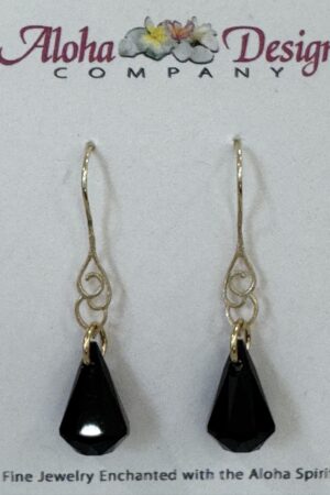 Crystal Jet Raindrop Cuts on 14K Gold Vermeil Cloud Hooks