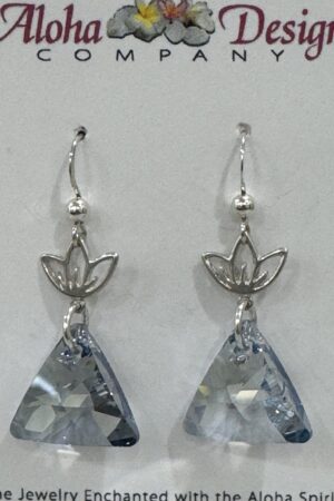 Crystal Blue Shade Triangle Cuts on Sterling Silver Blossom Links & Sterling Hooks
