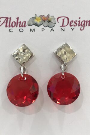 Crystal Light Siam Classic Cuts on Handcrafted Bali Sterling Silver Hammered Diamond Posts